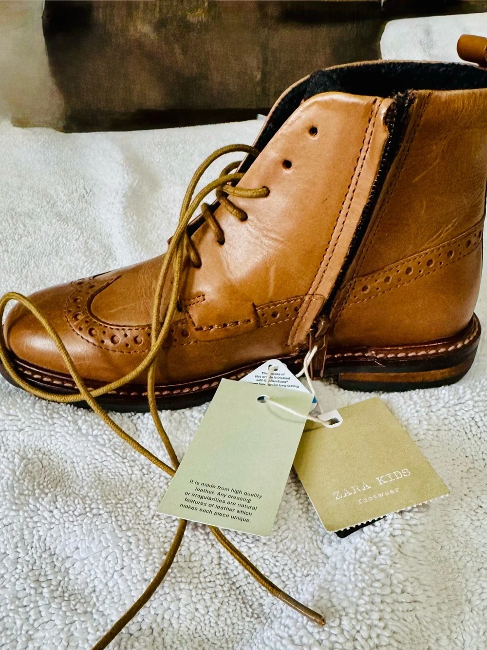ZARA Men’s Tan Leather Chukka Boots with Side Zip